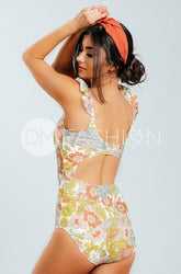 Ruffle Open Back One Piece -Sorbet